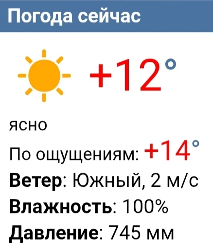 Сейчас в Чебоксарах плюс 12. Ветер южный, слабый.