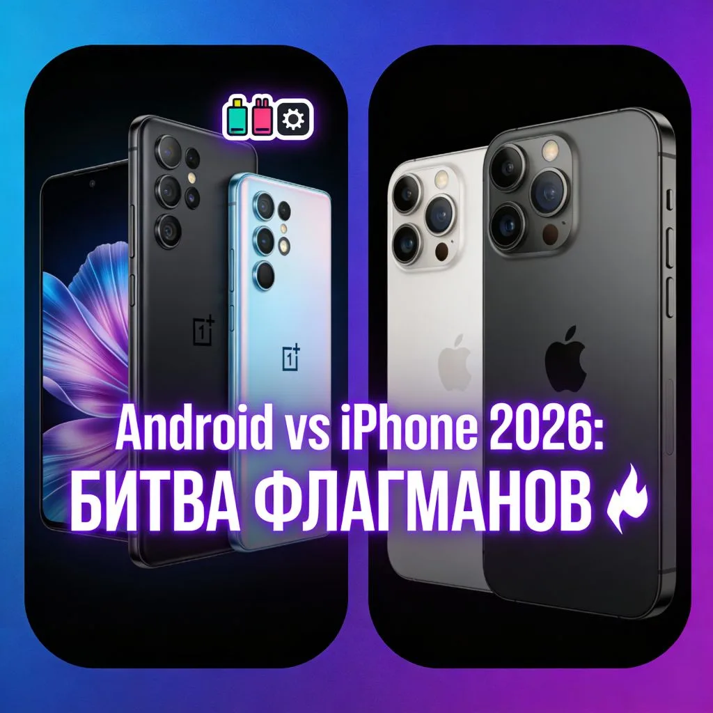 🔥 ТОП-7 Android 2026 vs iPhone: где мощь, а где "потому что Apple"? 📱😂🍎