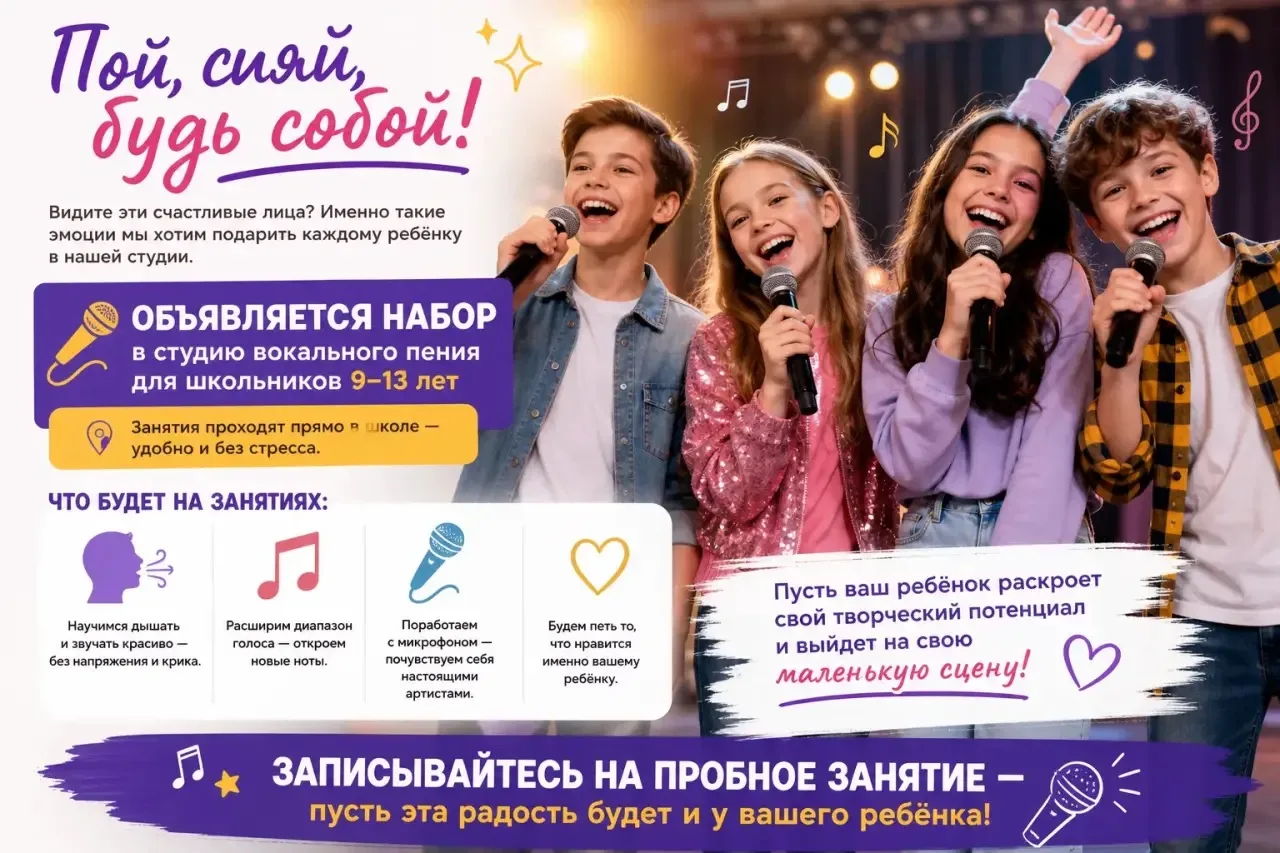 🎙️ Объявляется набор в студию вокального пения🎙️