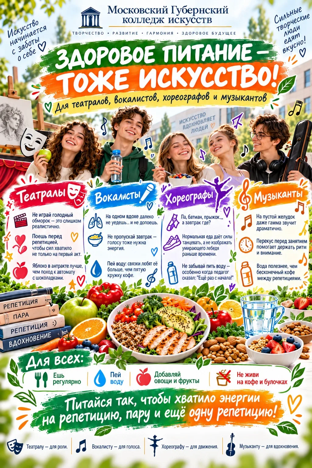 🥗 Здоровое питание — тоже искусство! 🎭🎤💃🎻