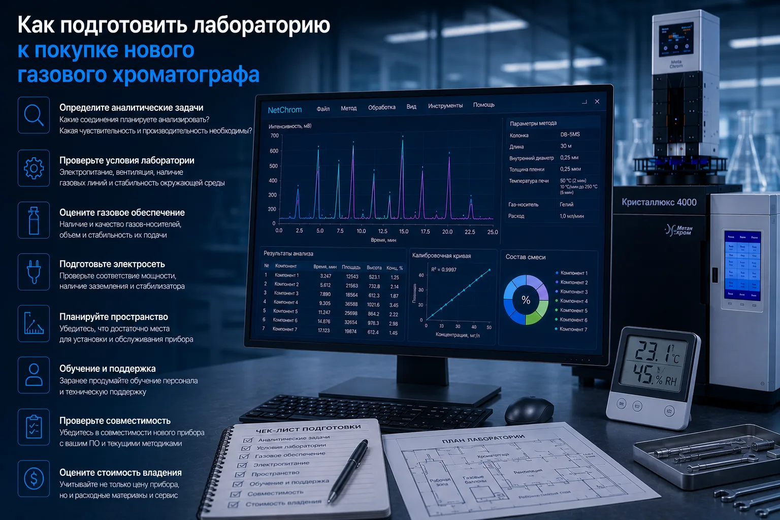 Как подготовить лабораторию к покупке нового газового хроматографа

Подготовка лаборатории к покупке
