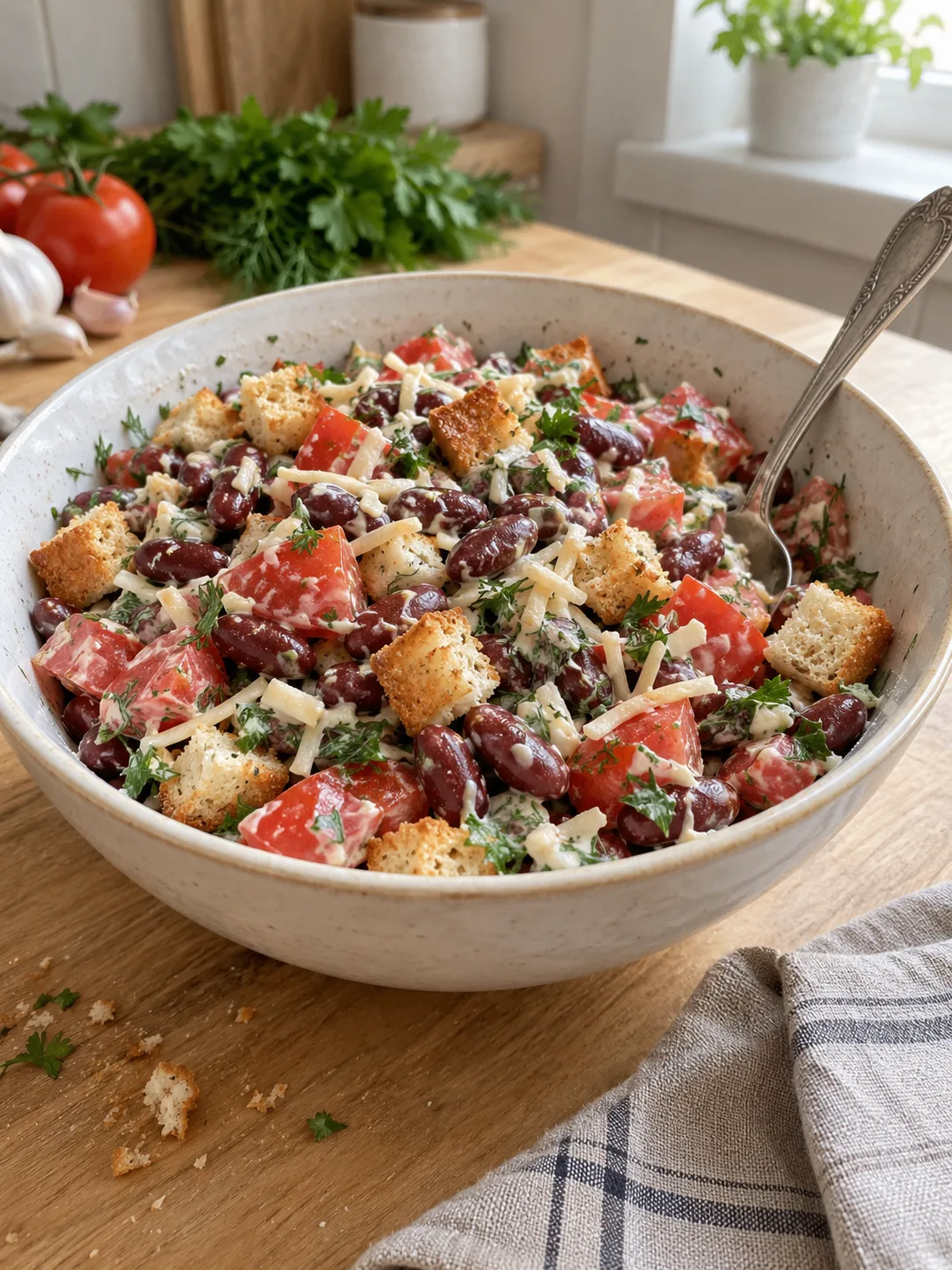 Простой салат с фасолью и сыром за 10 минут 🥗Когда нужно быстро приготовить что-нибудь...