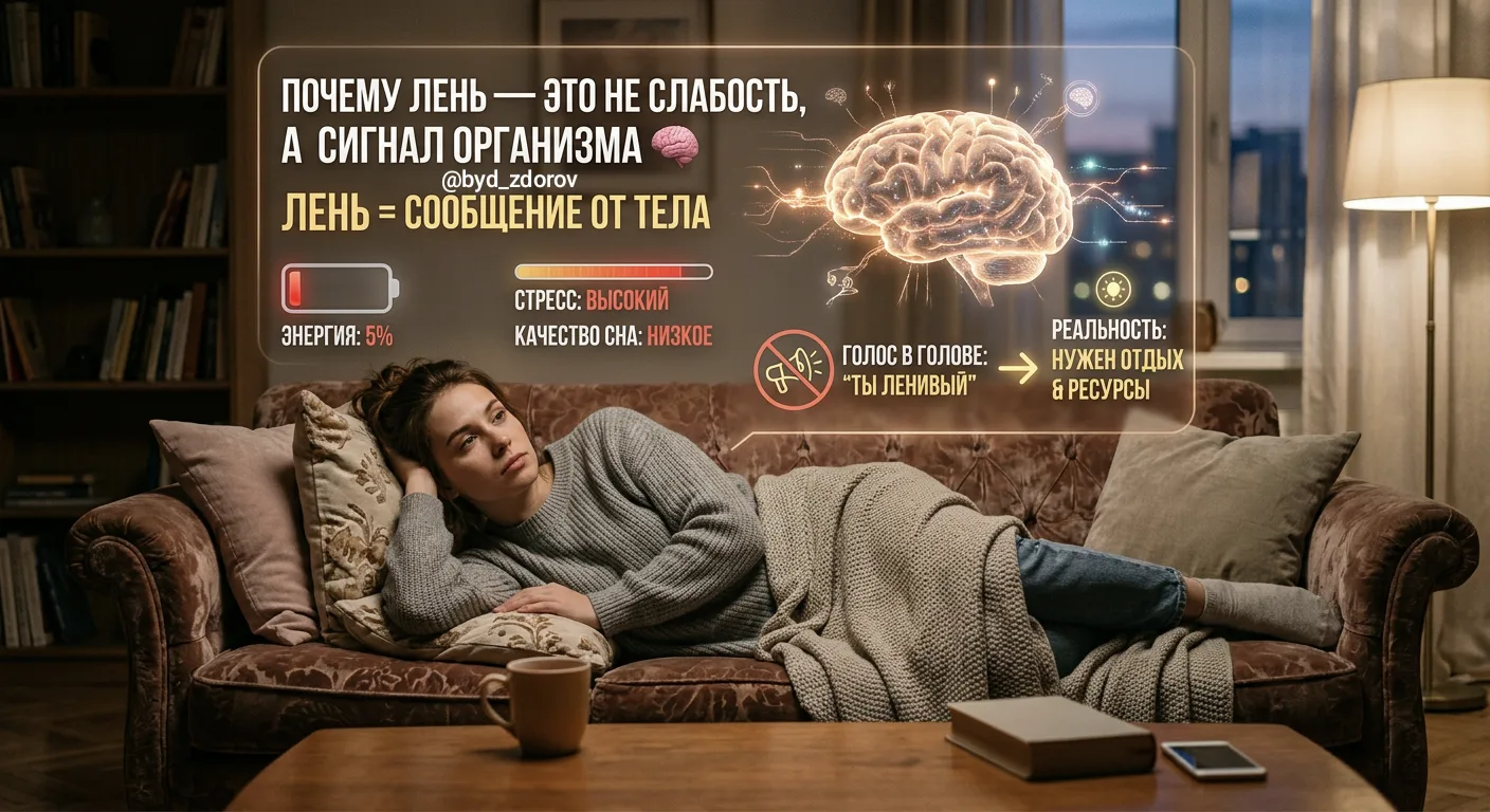 ПОЧЕМУ ЛЕНЬ — ЭТО НЕ СЛАБОСТЬ, А СИГНАЛ ОРГАНИЗМА 🧠