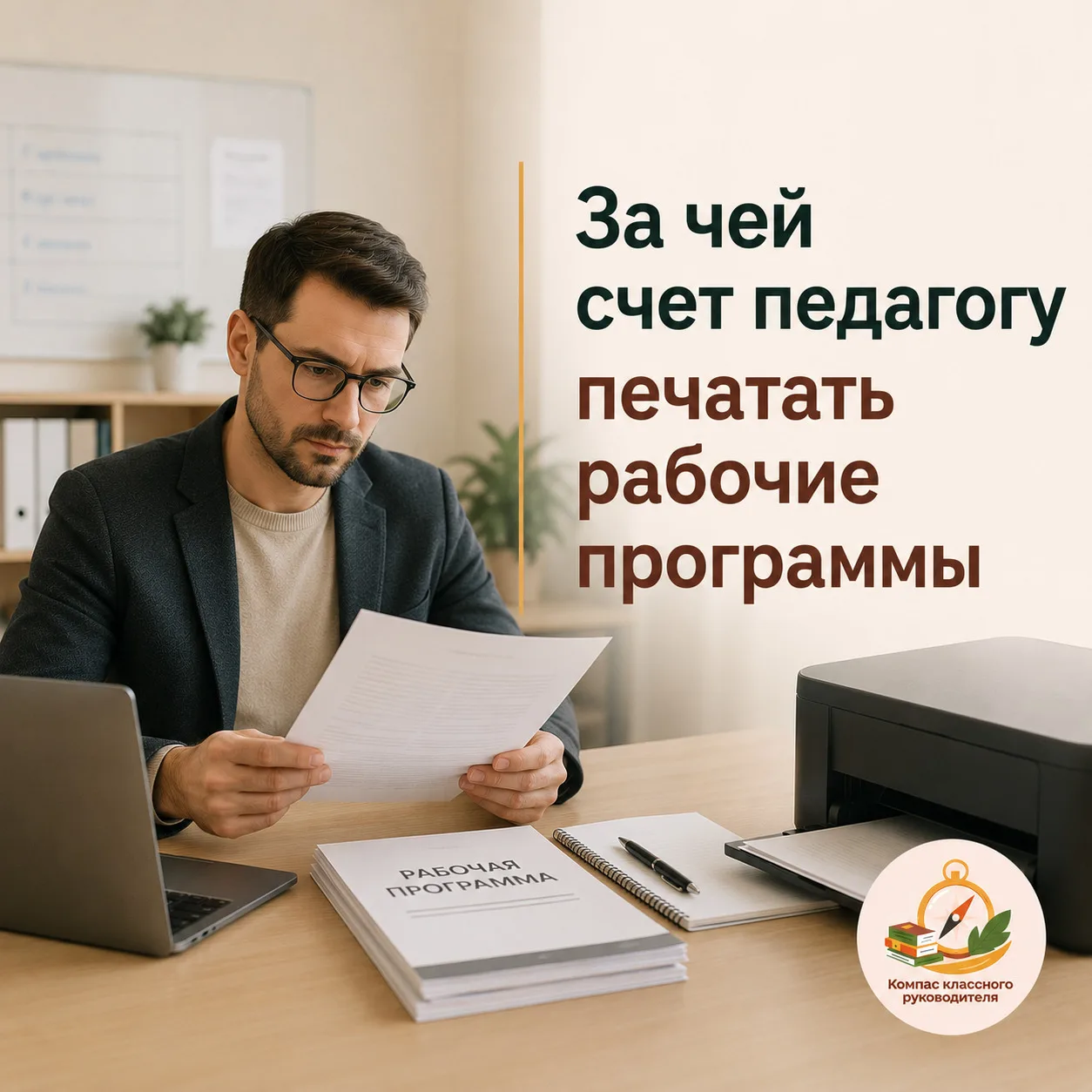 Обязан ли педагог покупать бумагу и расходные материалы печатать рабочие программы за с...