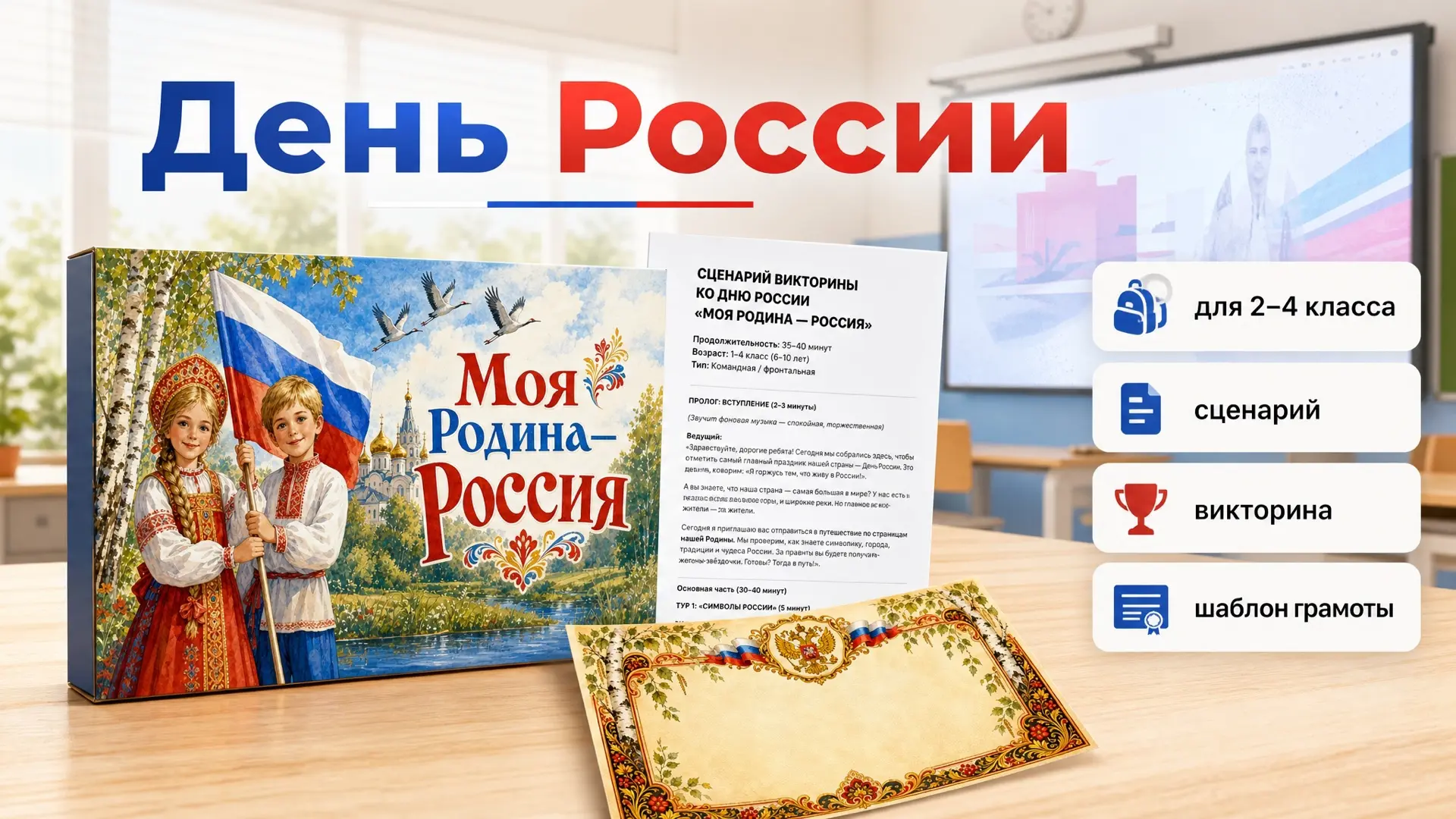 ЗАБИРАЙТЕ ГОТОВЫЙ ПРАЗДНИК КО ДНЮ РОССИИ!

📜 СЦЕНАРИЙ МЕРОПРИЯТИЯ 
Подробный, с репликами ведущего,