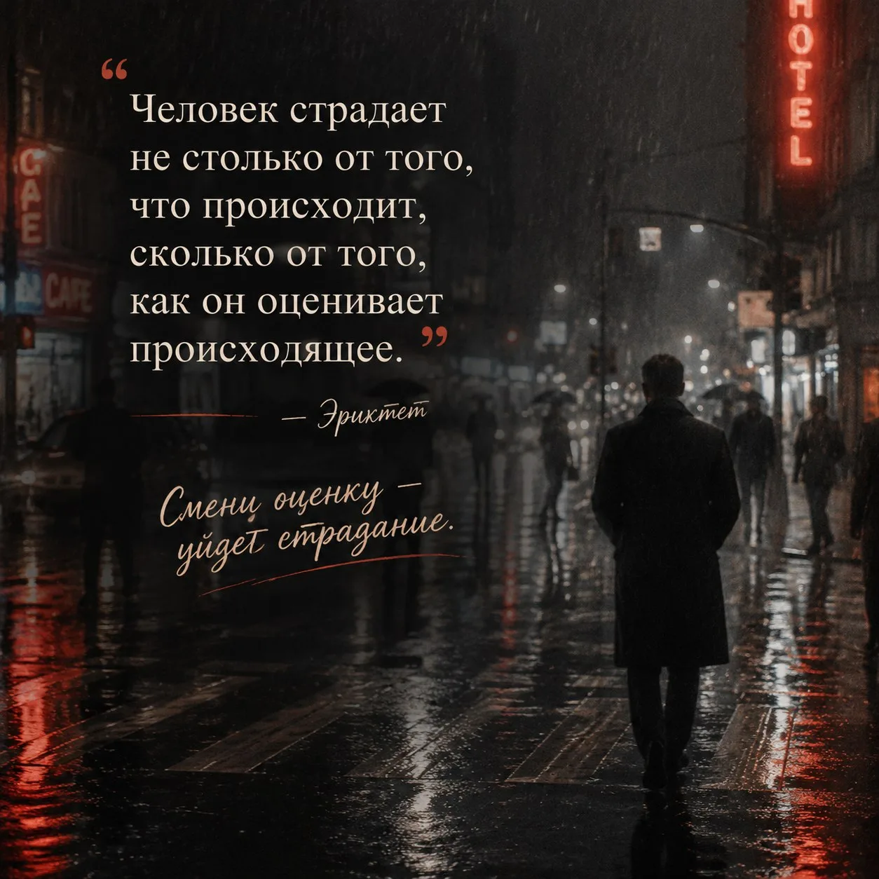 Человек страдает не столько от того, что происходит, сколько от того, как он оценивает происходящее.