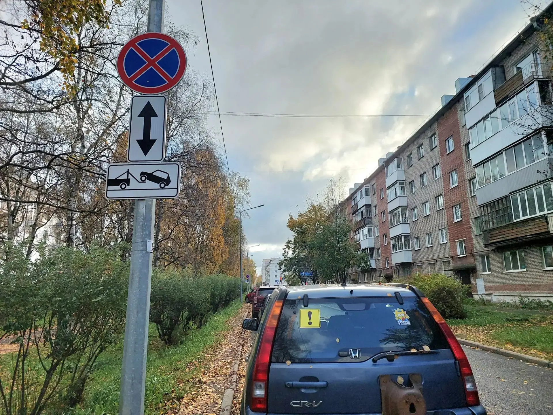 В Архангельске на ул. Логинова  устанавливают  дорожные знаки о запрете остановки