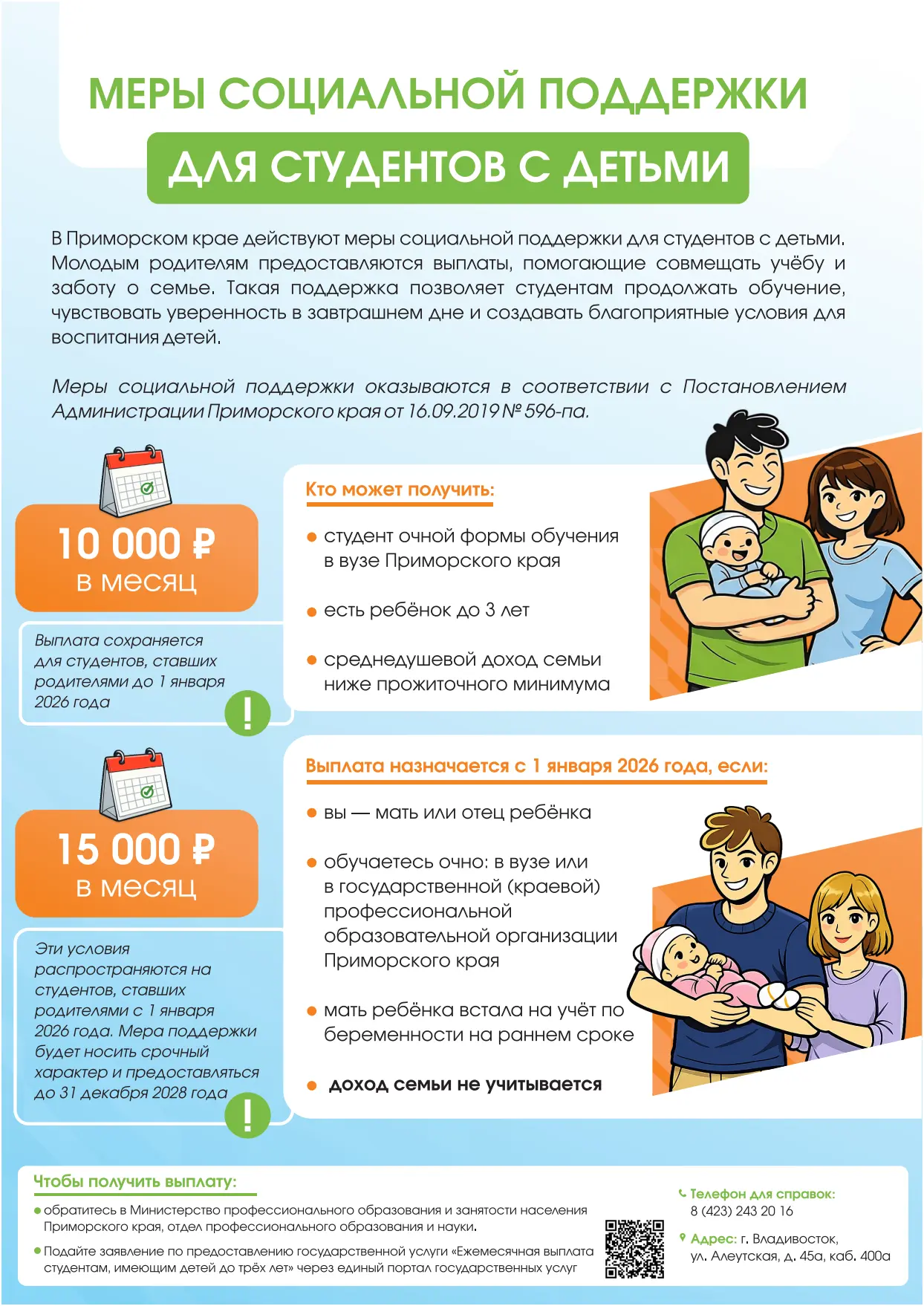 В Приморском крае действует ежемесячная выплата для молодых родителей, которые совмещаю...