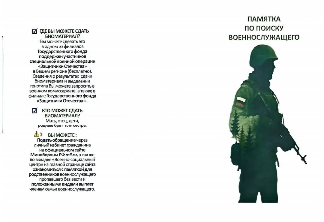 Важная информация
Министерство обороны Российской Федерации разработало пошаговый алгоритм для родст
