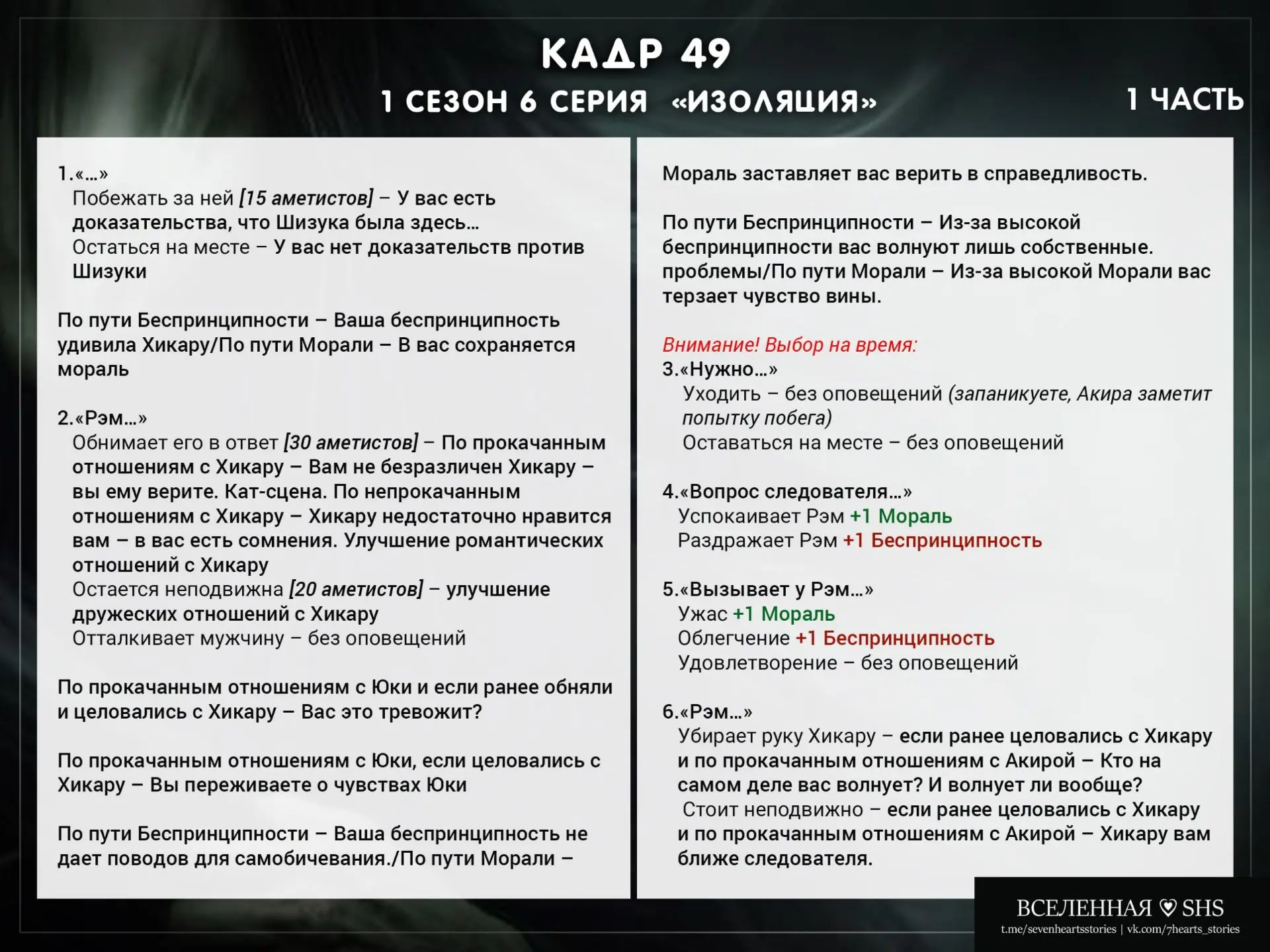 Продолжаем делиться с вами гайдами обновления, и на очереди история «Кадр 49»