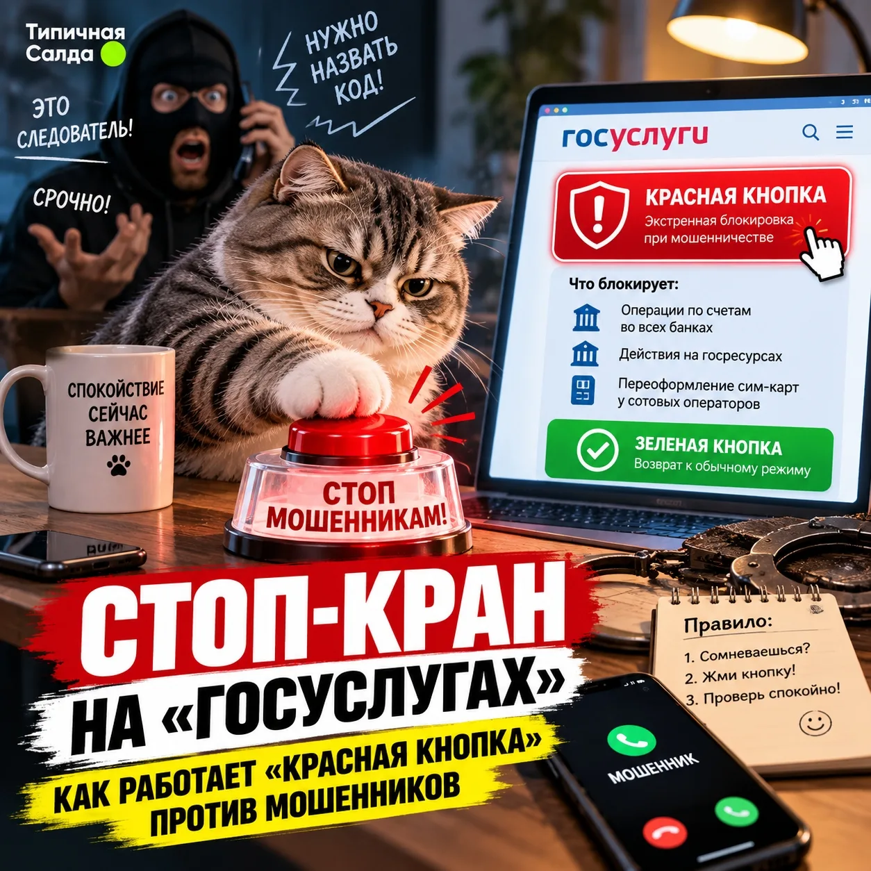 🛑 Стоп-кран на «Госуслугах»: раскрыты подробности о «красной кнопке» против мошенников