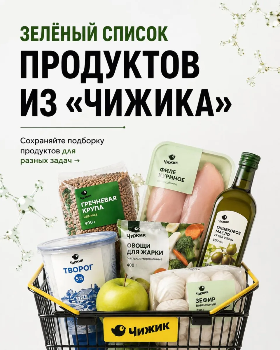🛒 Зелёный список продуктов из «Чижика»
