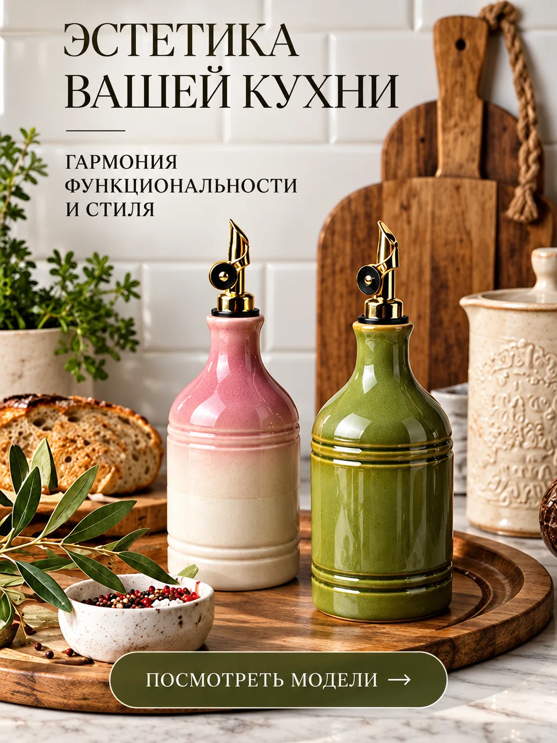 🫒 Красивые баночки для масла в двух оттенках — нежно-розовом и оливковом. Керамика, зо...