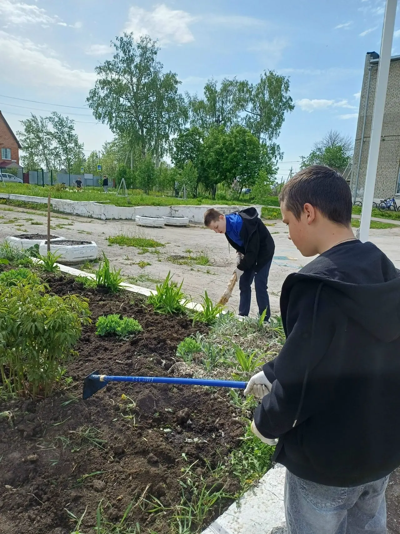 🌷 Школа начинается с заботы: ученики приводят в порядок свои дворы  Школа — это не только уроки и зн