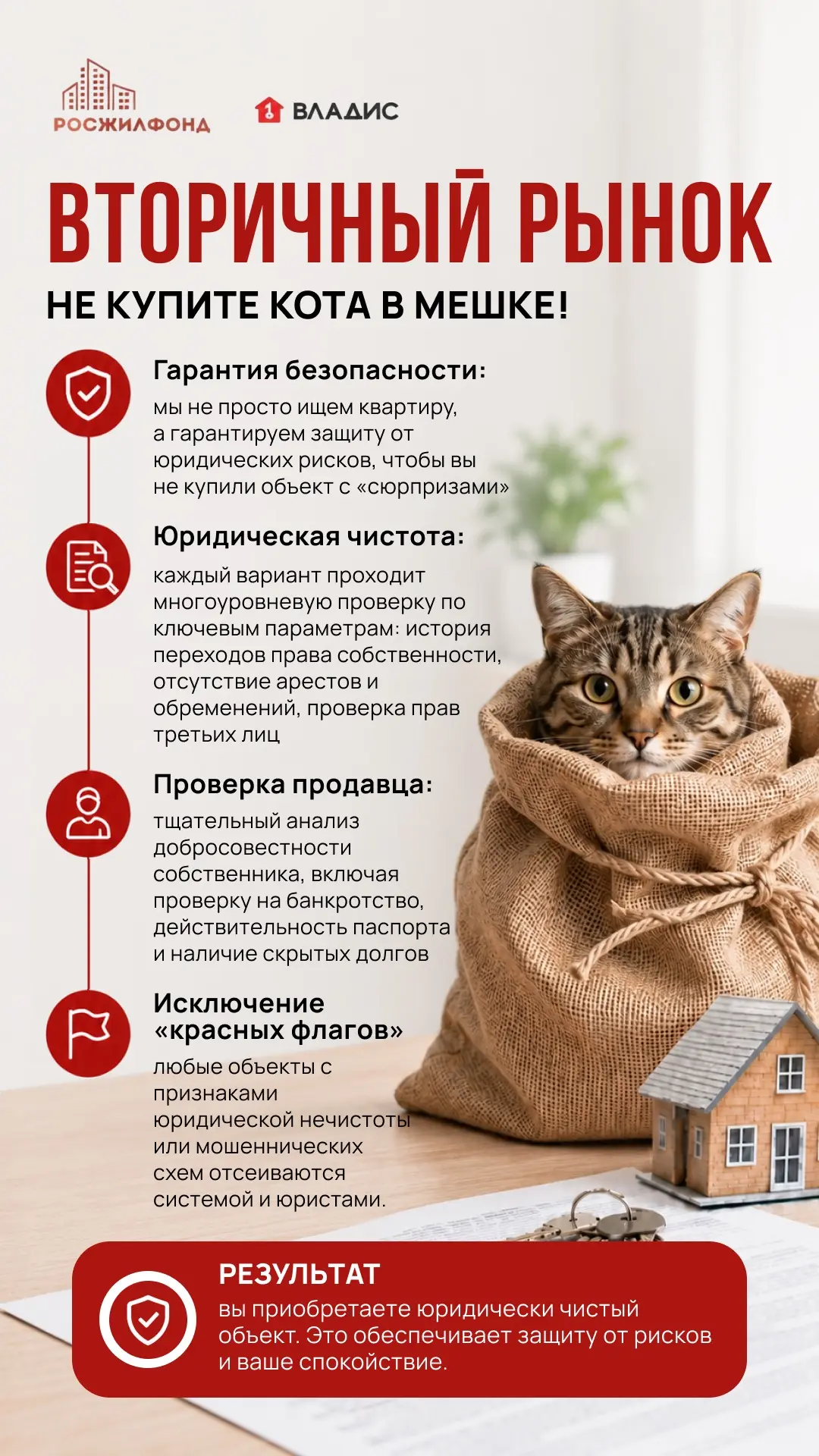 🐈Как не купить кота в мешке: покупка квартиры на «вторичке»
⠀
1️⃣ Гарантируем безопасность: защищае