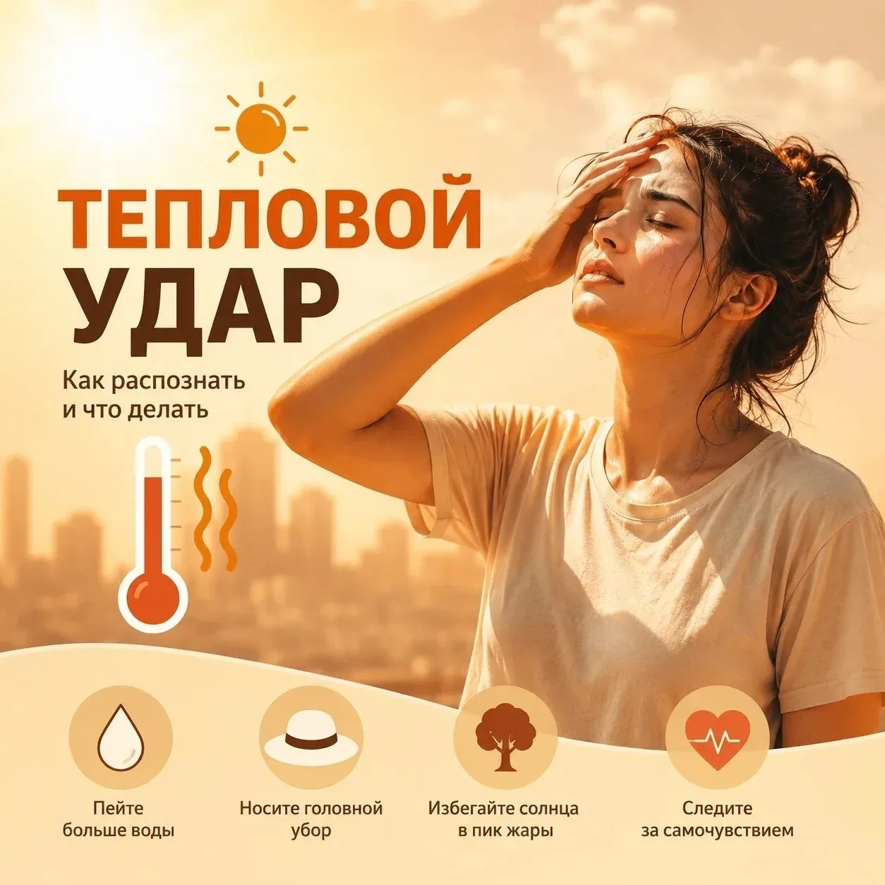 ☀️ Солнце — друг, но знай меру: как распознать и предотвратить тепловой удар

Жаркая погода может бы