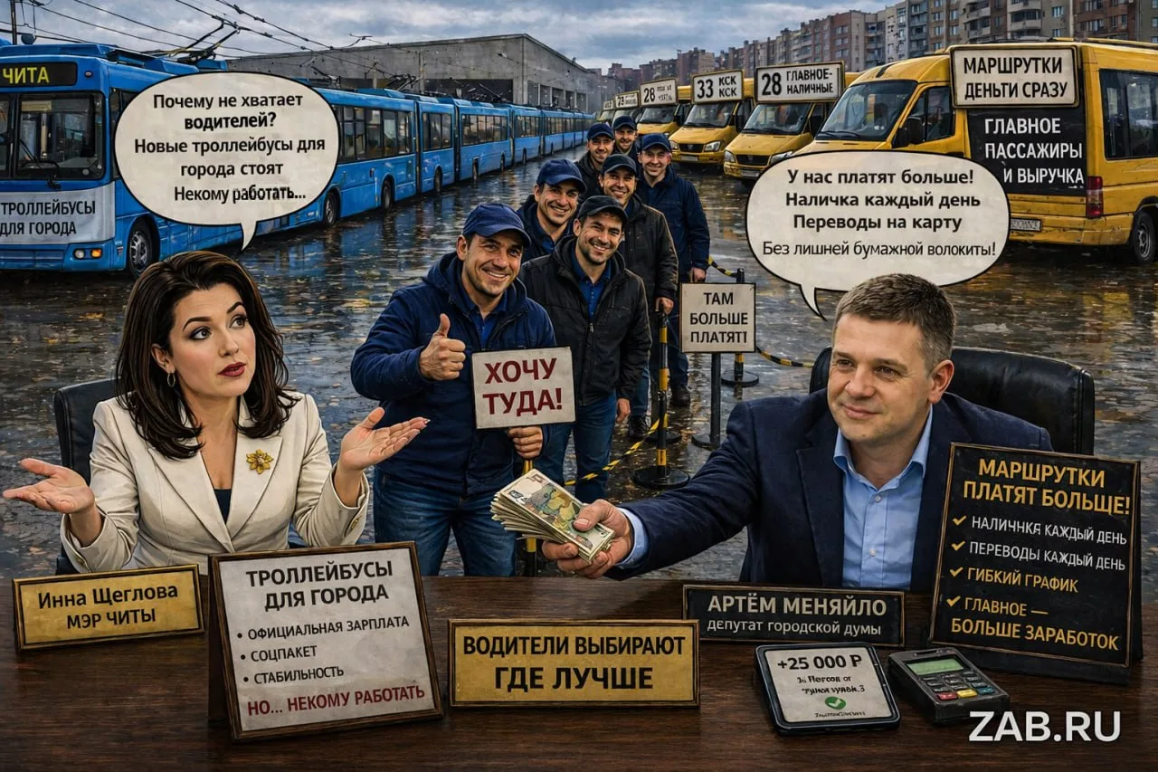 На линию в Чите выходит вдвое меньше троллейбусов, чем положено - не хватает водителей. И это не про