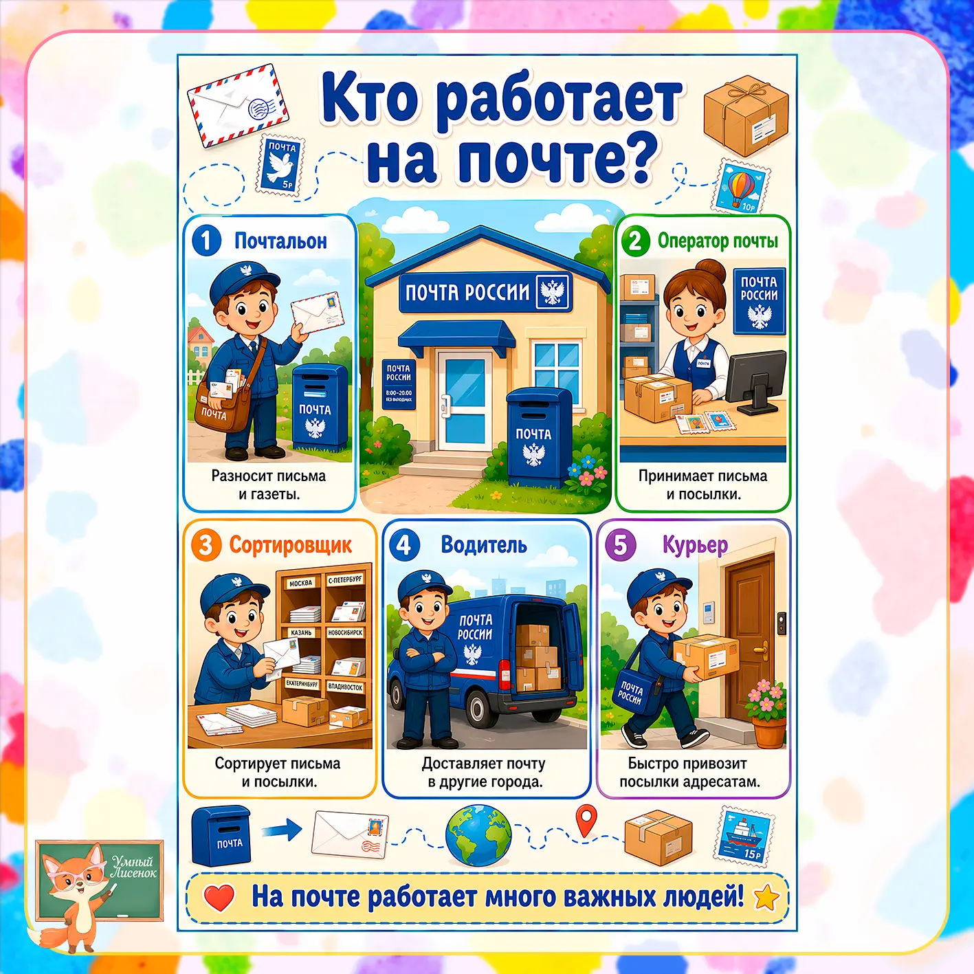 Плакат "Кто работает на почте?" на 1, 2 и 4 листа от https://max.ru/lisenok_umka

❗️ВСЕ МАТЕРИАЛЫ БР
