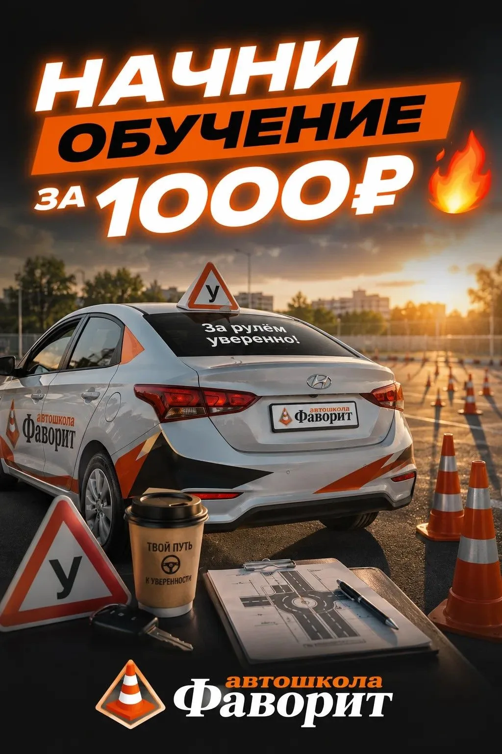 Начните обучение в автошколе всего за 1 000 рублей!