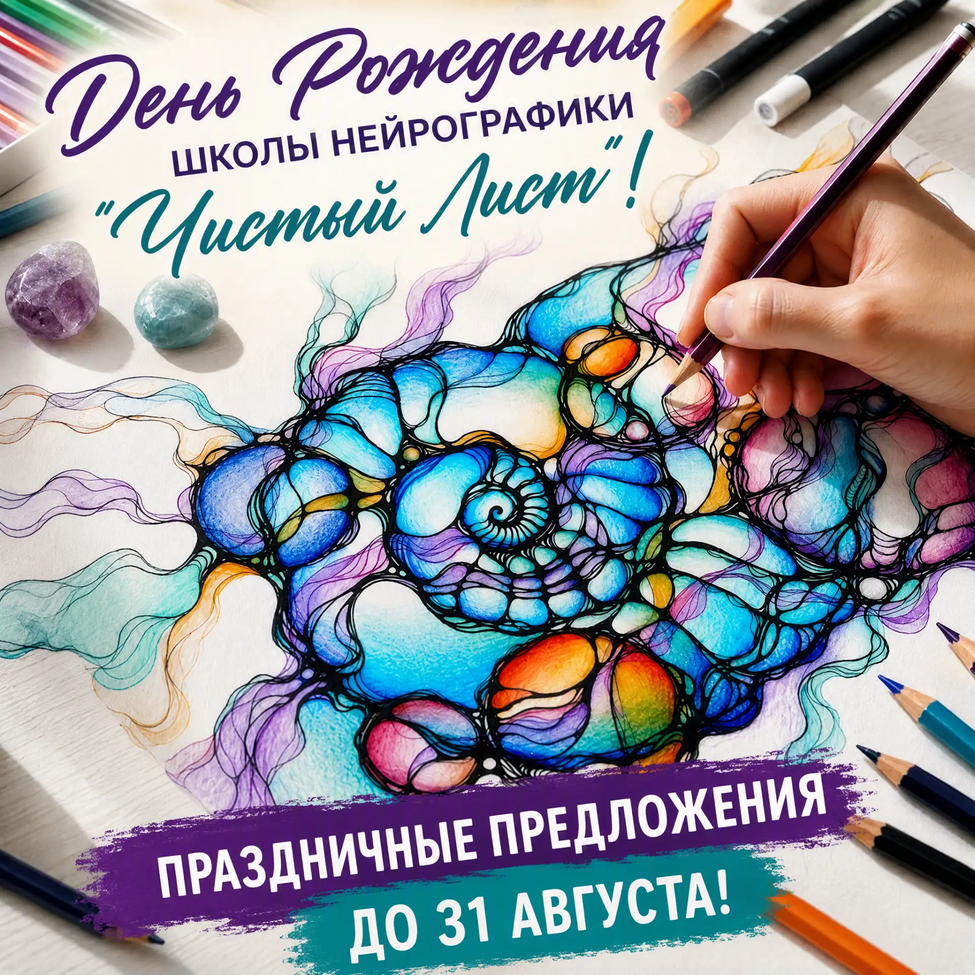 Друзья, 27 АВГУСТА у нас День Рождения! Школе Нейрографики «Чистый Лист» исполнилось 10...
