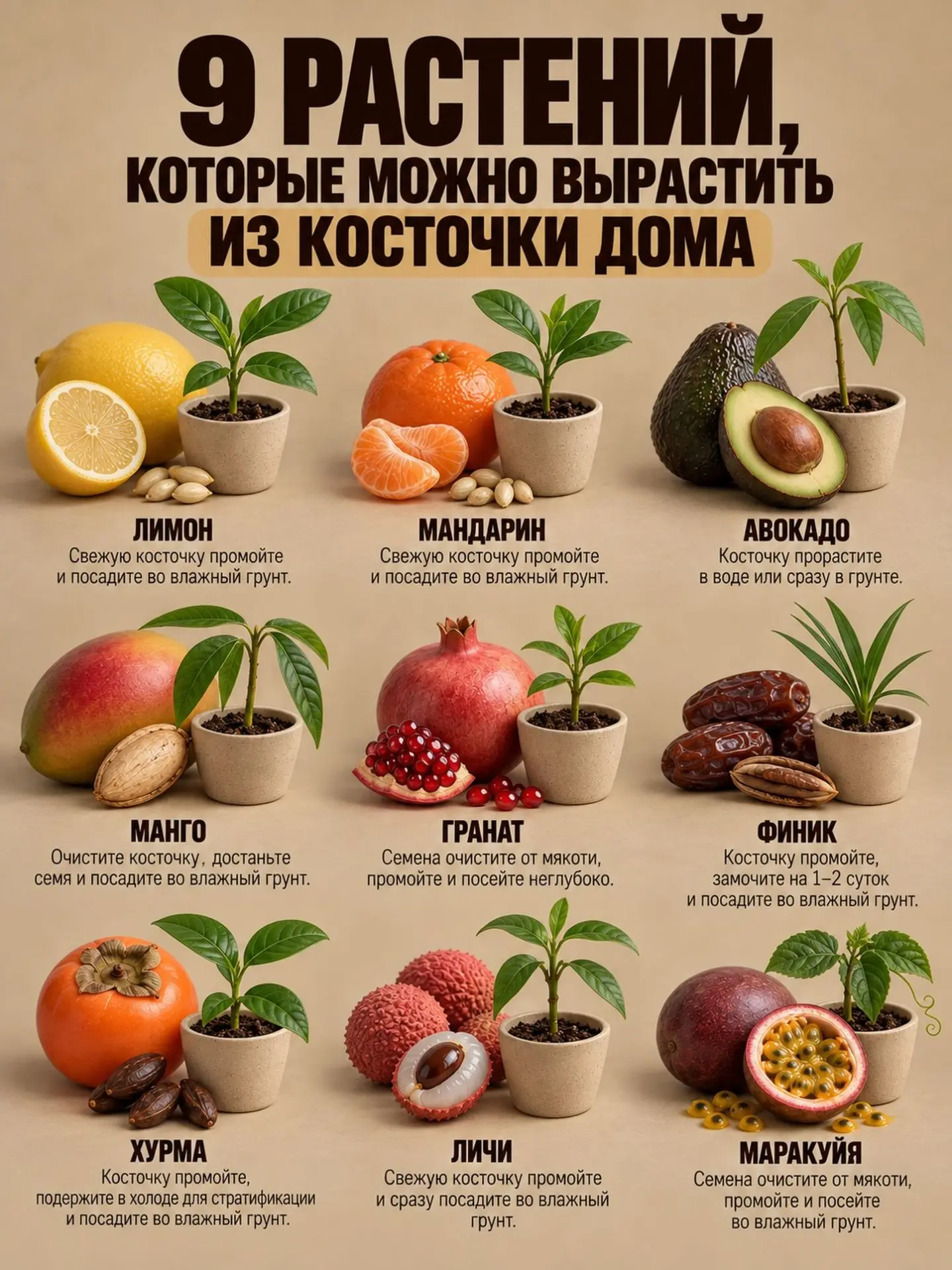 🌱 Иногда достаточно одной косточки, чтобы вырастить дома настоящее зелёное растение.