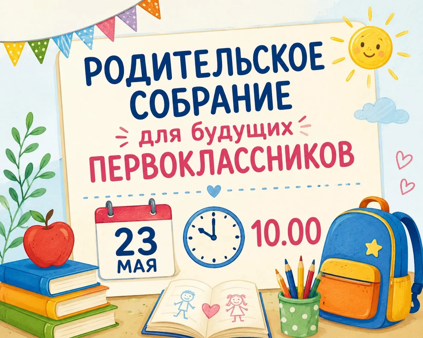 🗓 23 мая в 10:00
В МКОУ "Углянская СОШ" состоится родительское собрание будущих первоклассников.

А