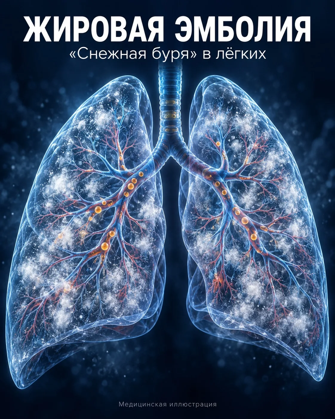 🫁 Жировая эмболия: почему после стабилизации может начаться «снежная буря» в лёгких