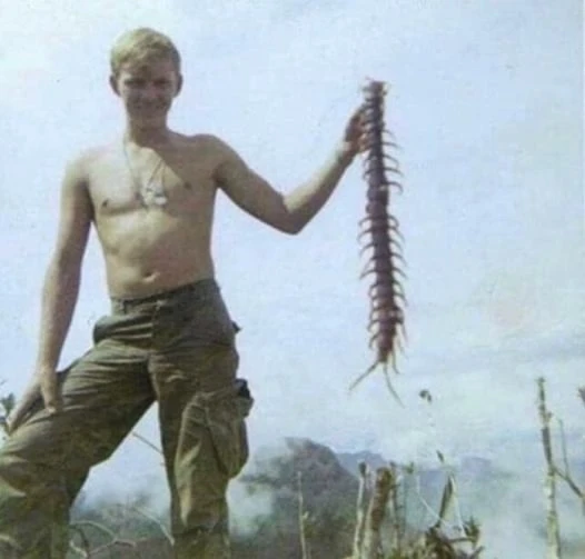 В 1967 году, во время войны во Вьетнаме, американский солдат поднял в воздух сколопендру, разновидно