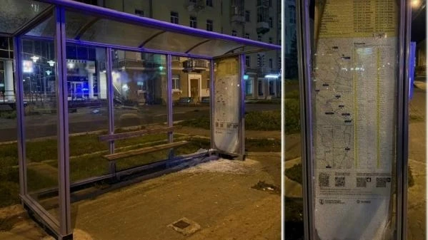 Пьяный мужчина разбил остановку и задержан с пневматикой ⚡