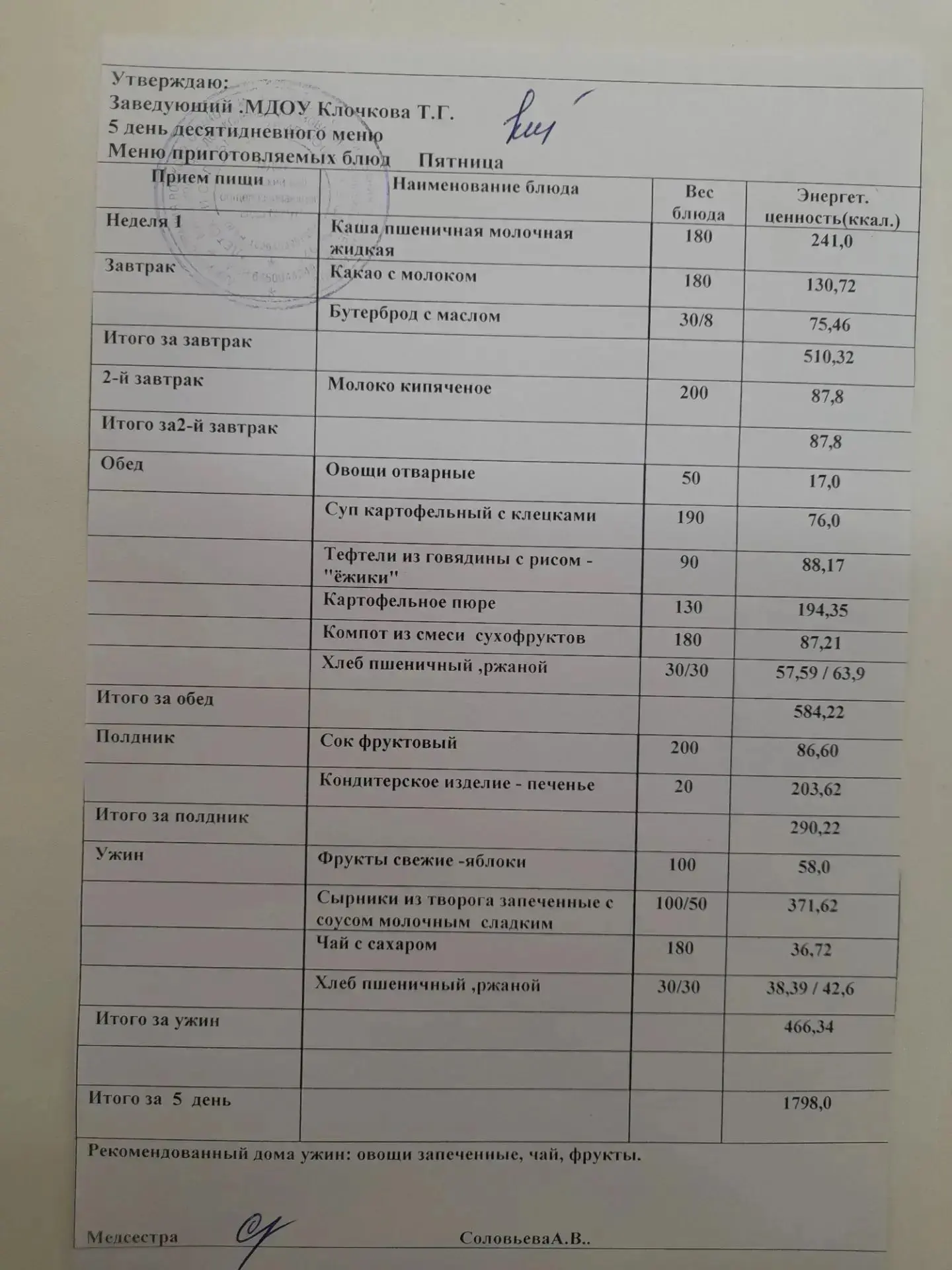 Наше меню 4.09.2026 г.