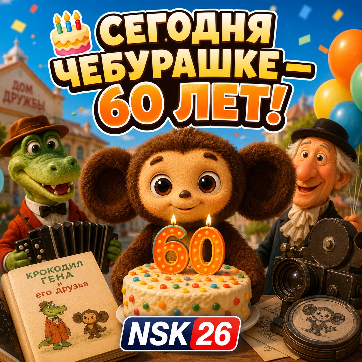 🎂 Сегодня Чебурашке — 60 лет!