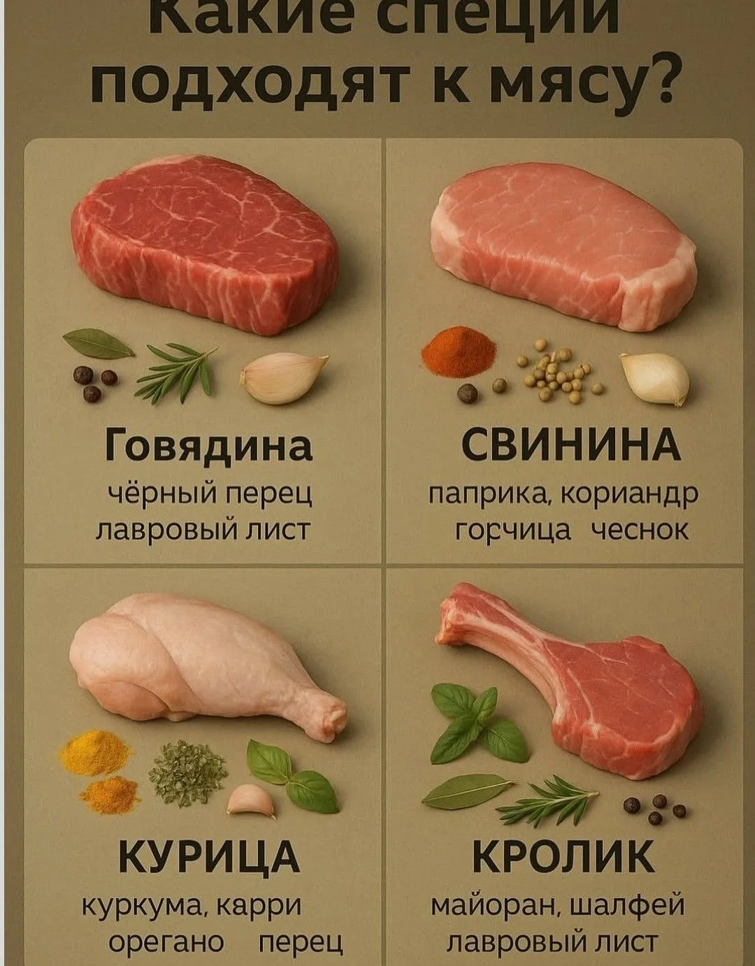 Памятка по специям к мясу ✅