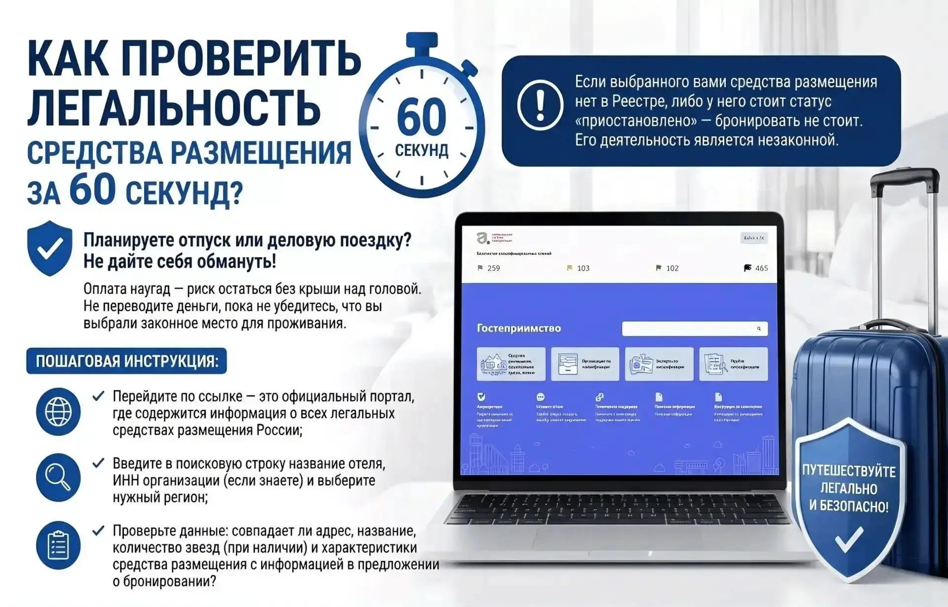Как проверить легальность средства размещения за 60 секунд?