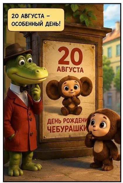 🎉 20 августа — День рождения Чебурашки! 🎉