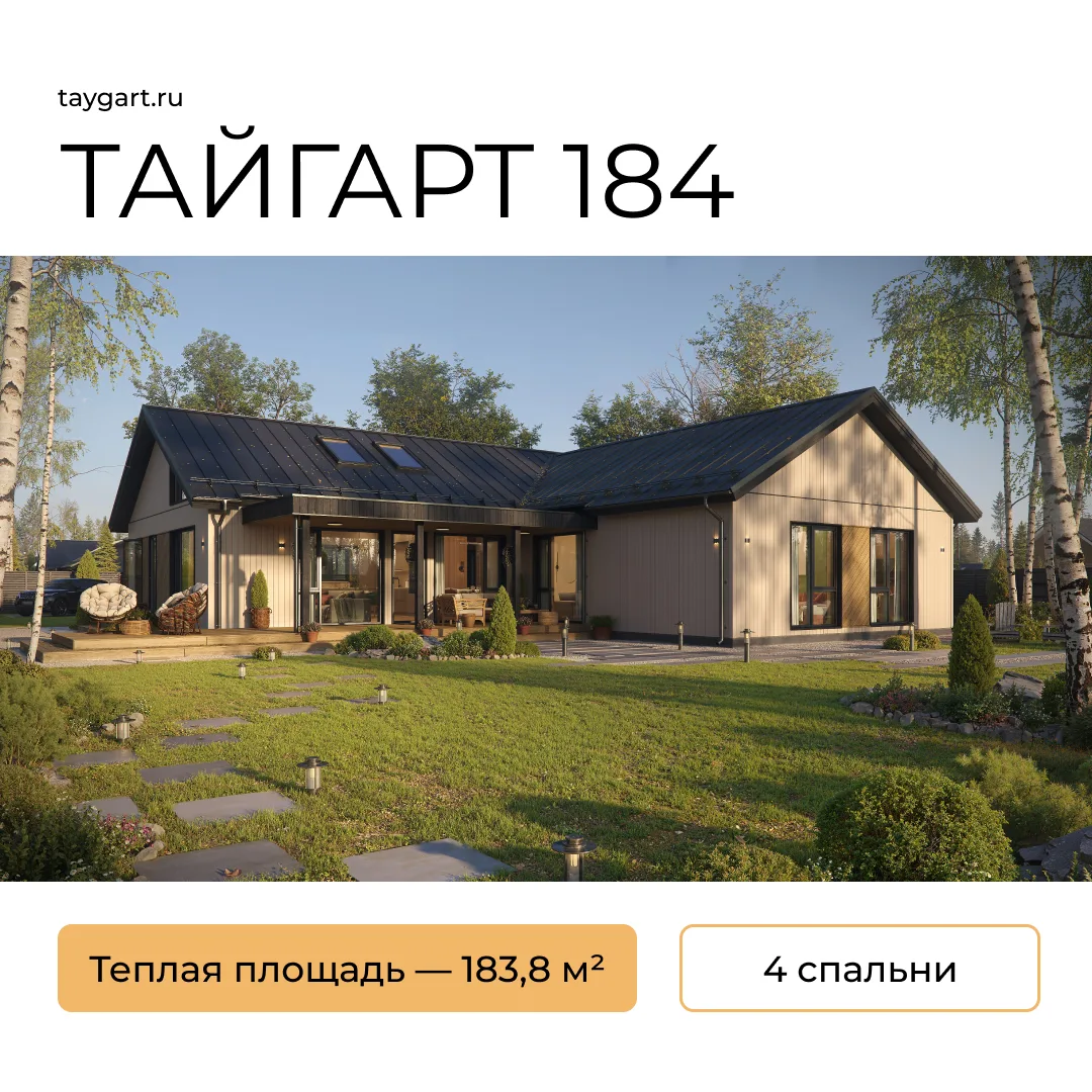 ⭐️  Новый дом в нашем каталоге — Тайгарт 184

Общая площадь дома: 228,53 м²
Теплая площадь дома: 183