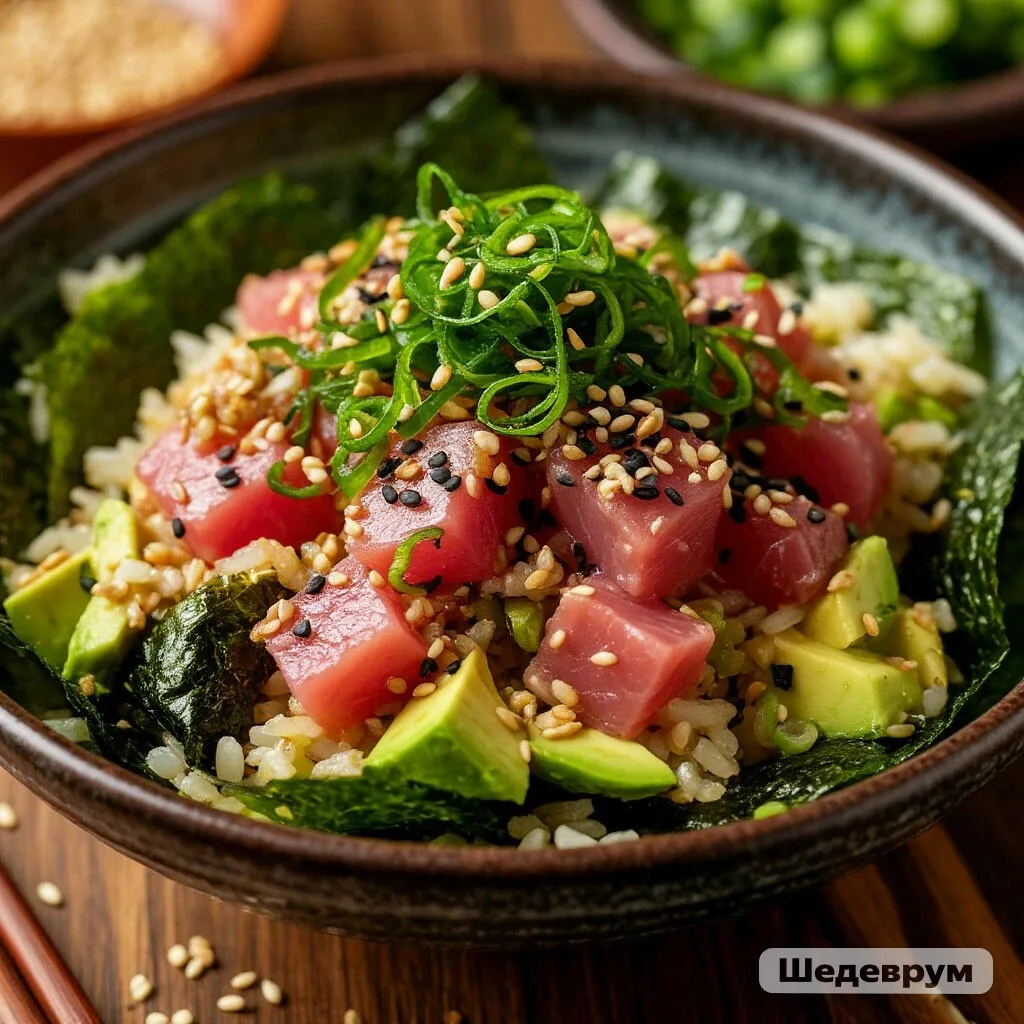 САЛАТ ОРИГАМИ С РИСОМ, ВОДОРОСЛЯМИ И ТУНЦОМ🍣🥗✨
