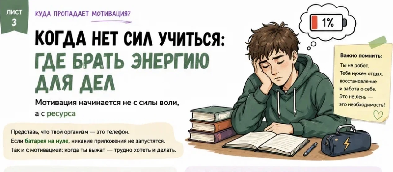 Советы психолога 🗯   ❓️ Когда нет сил учиться: где брать энергию для дел?   👩🏼‍🏫 Юлия Сергеевна Алим