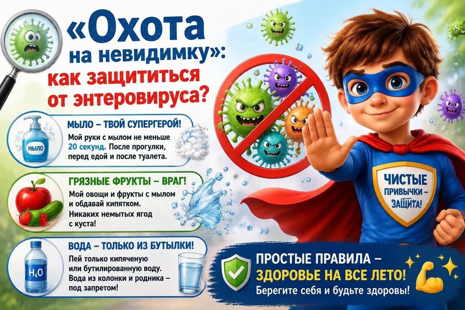 🦠 «Охота на невидимку»: как защититься от энтеровируса?