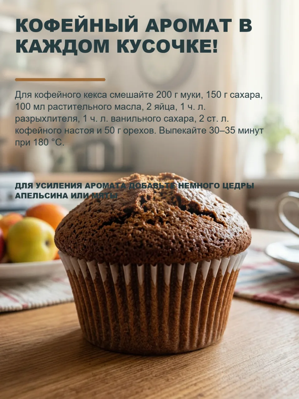 КОФЕЙНЫЙ КЕКС С НАСТАВОЧНЫМ АРОМАТОМ — ЧУТЬ ГОРЕЧЬ И МЯТНАЯ СВЕЖЕСТЬ!
