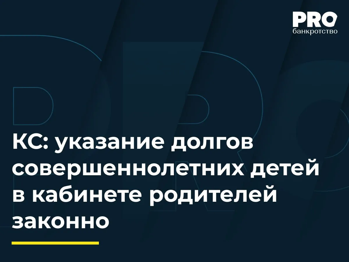 КС: указание долгов совершеннолетних детей в кабинете родителей законно