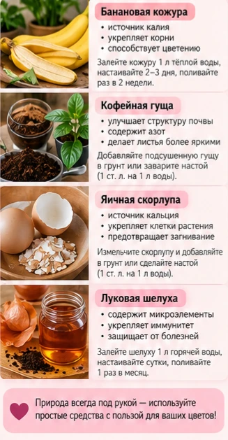 Домашние средства часто используют как альтернативу готовым удобрениям. Некоторые из ни...