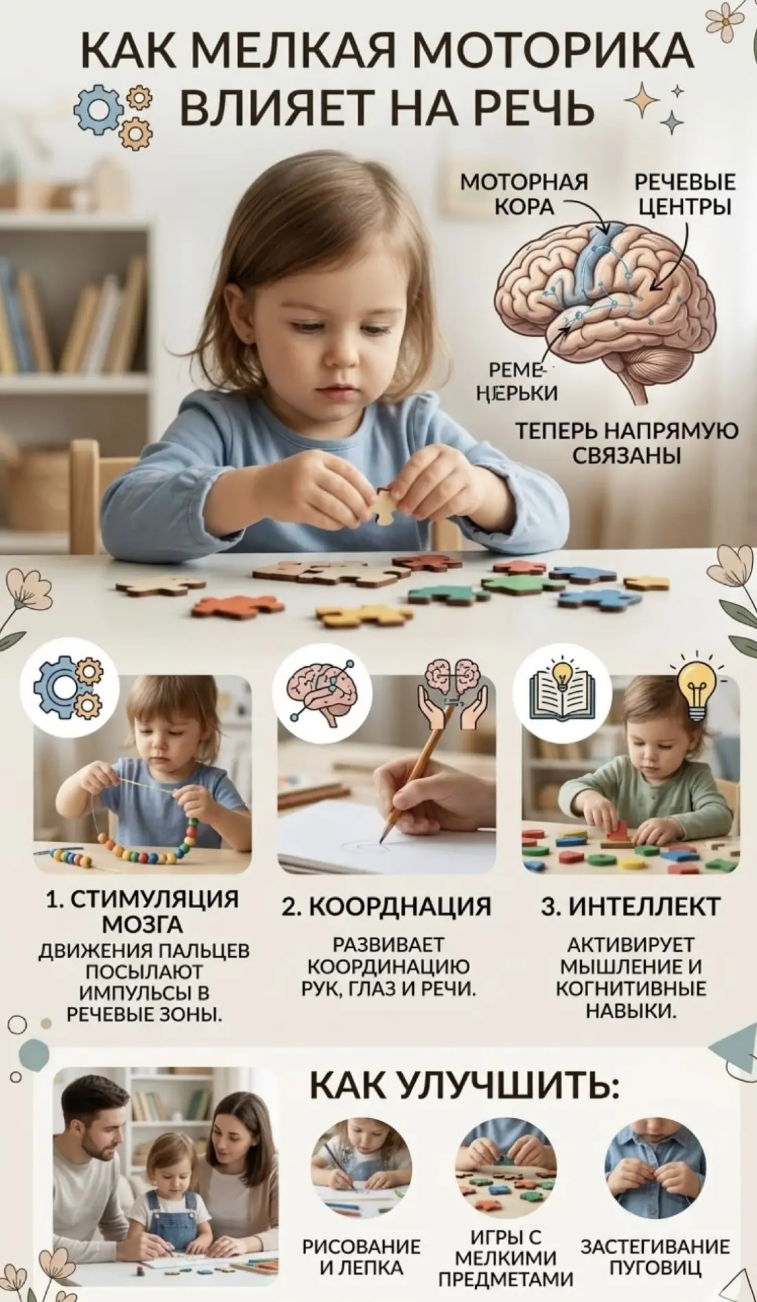 Дорогие родители, сегодня хотим поделиться полезным советом: как развивать мелкую мотор...
