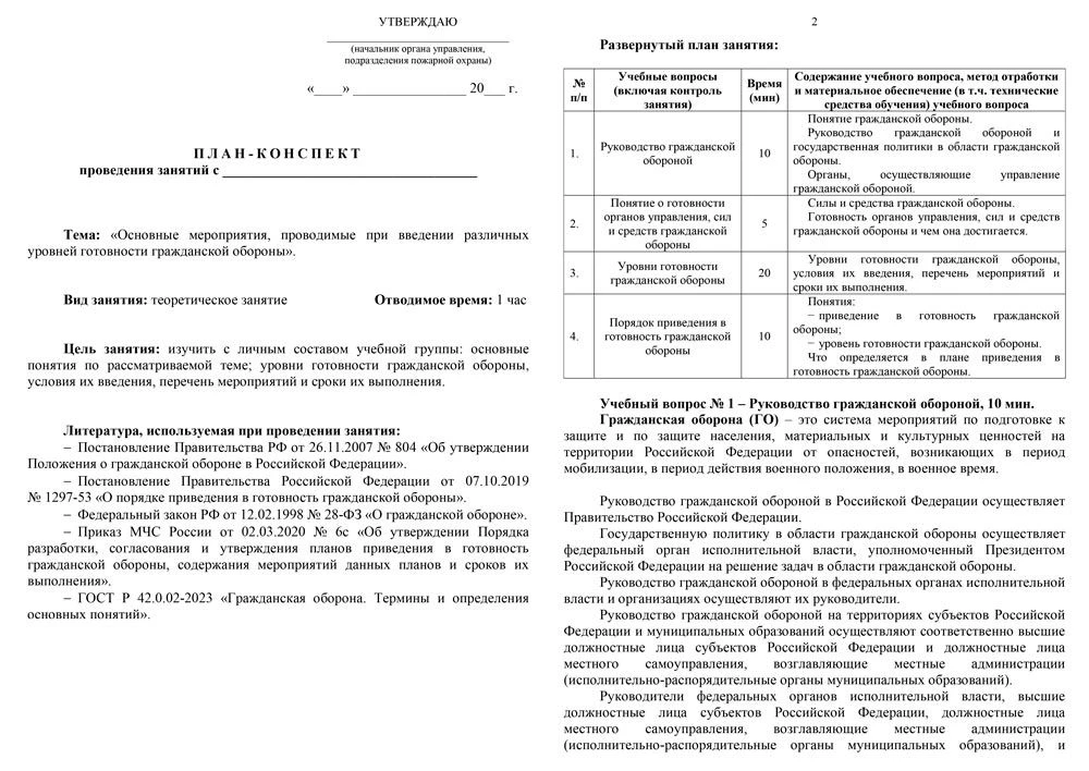 ✅Актуализировали план-конспект по теме: «Основные мероприятия при введении различных степеней готовн