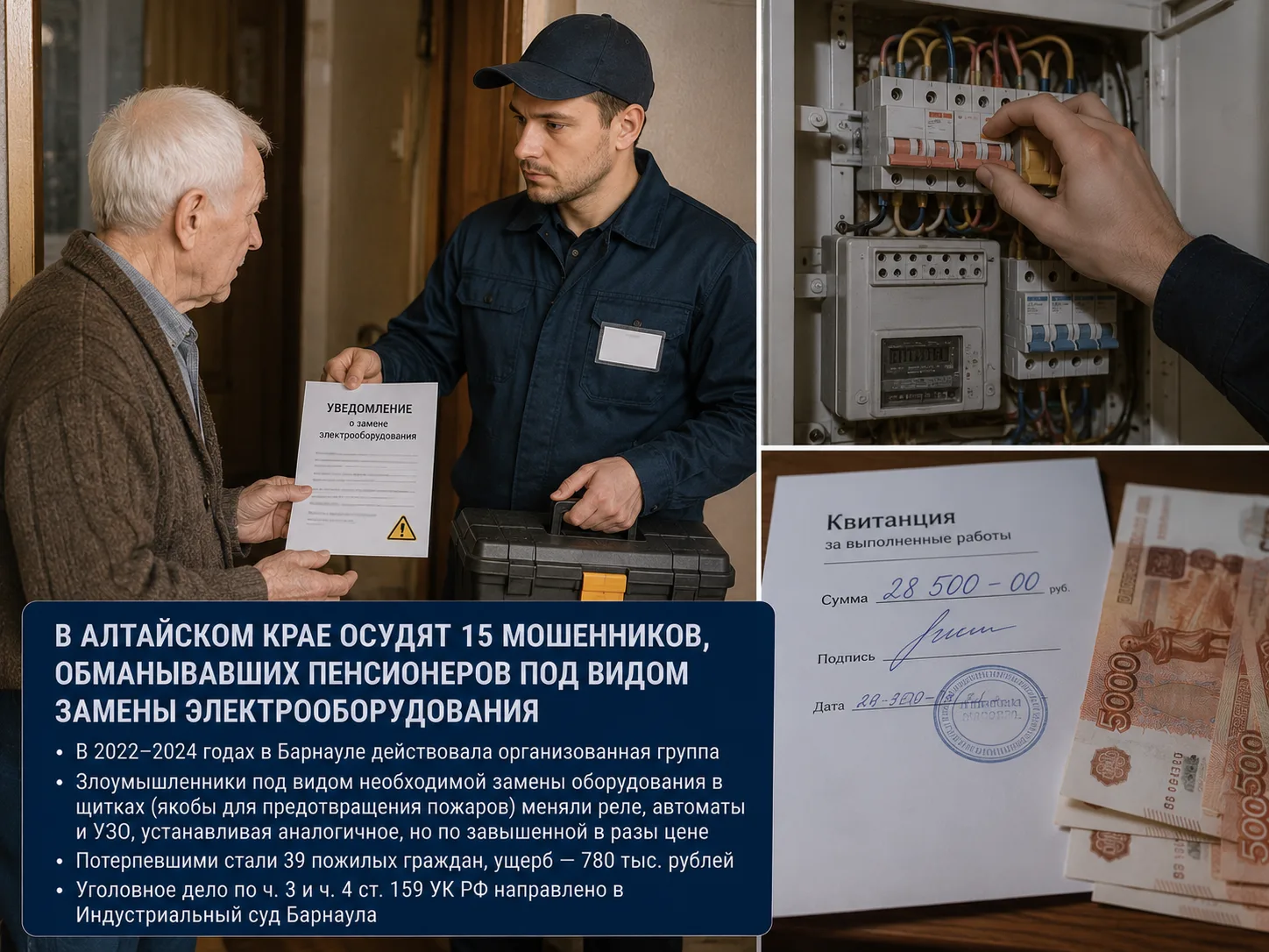 В Алтайском крае осудят 15 мошенников, обманывавших пенсионеров под видом замены электр...