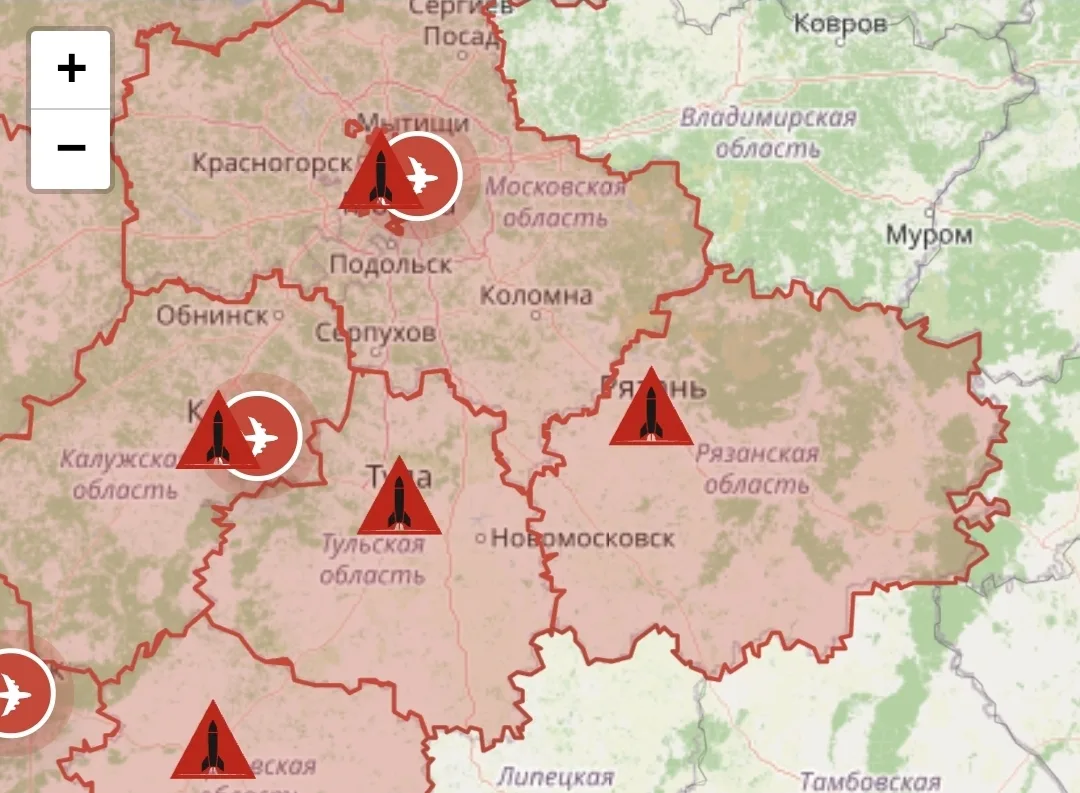 ❗️Ракетная опасность объявлена в Рязанской, Московской, Тульской областях - Мониторинг РФ