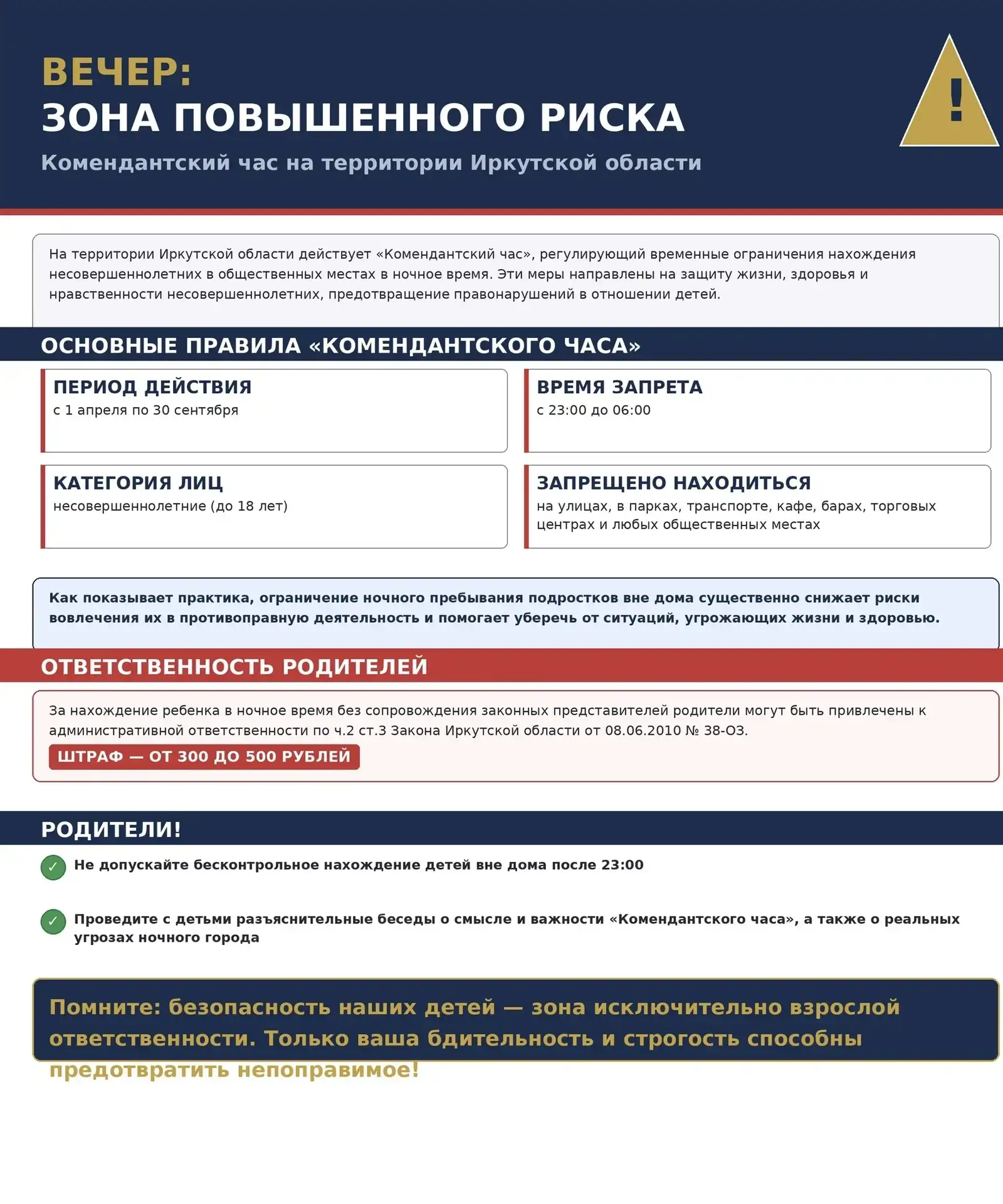 ⏳ В России комендантский час действует с 2009 года, однако об этом знают далеко не все родители и те