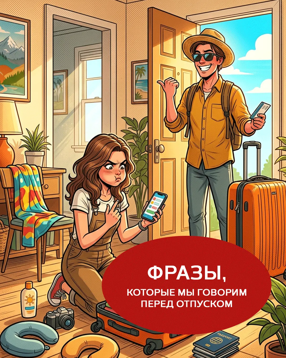Давай присядем на дорожку...
Святая традиция перед тем, как взять чемодан и выйти к такси.

А по пут