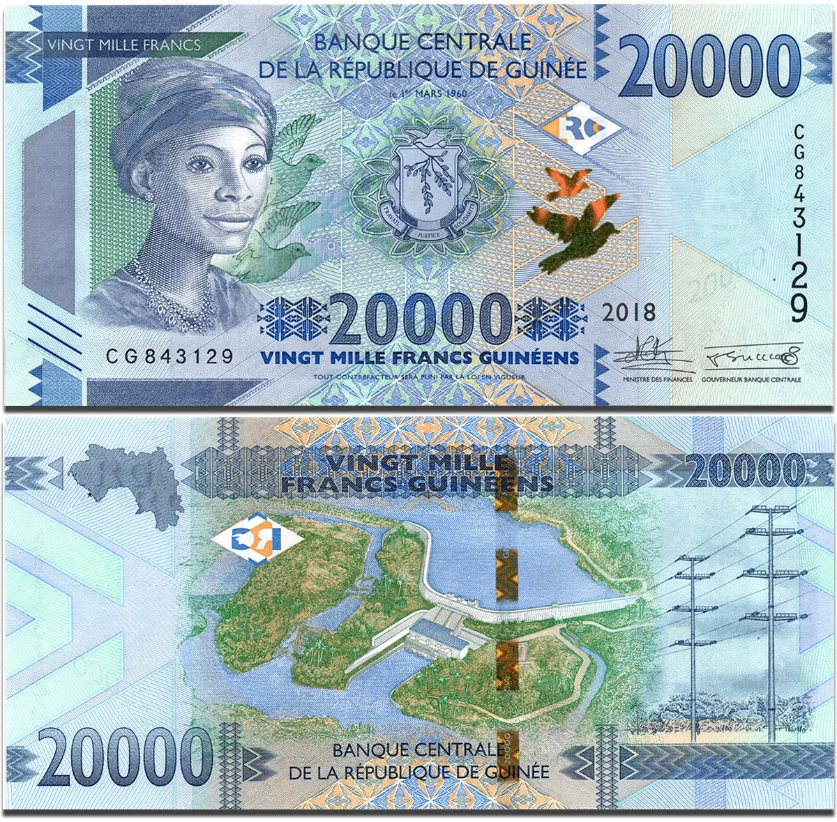🇬🇳 20 000 франков Гвинеи 2018
