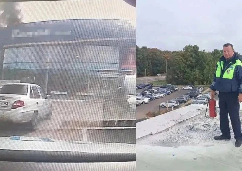 🧯Орловские сотрудники ДПС потушили пожар на крыше автосалона