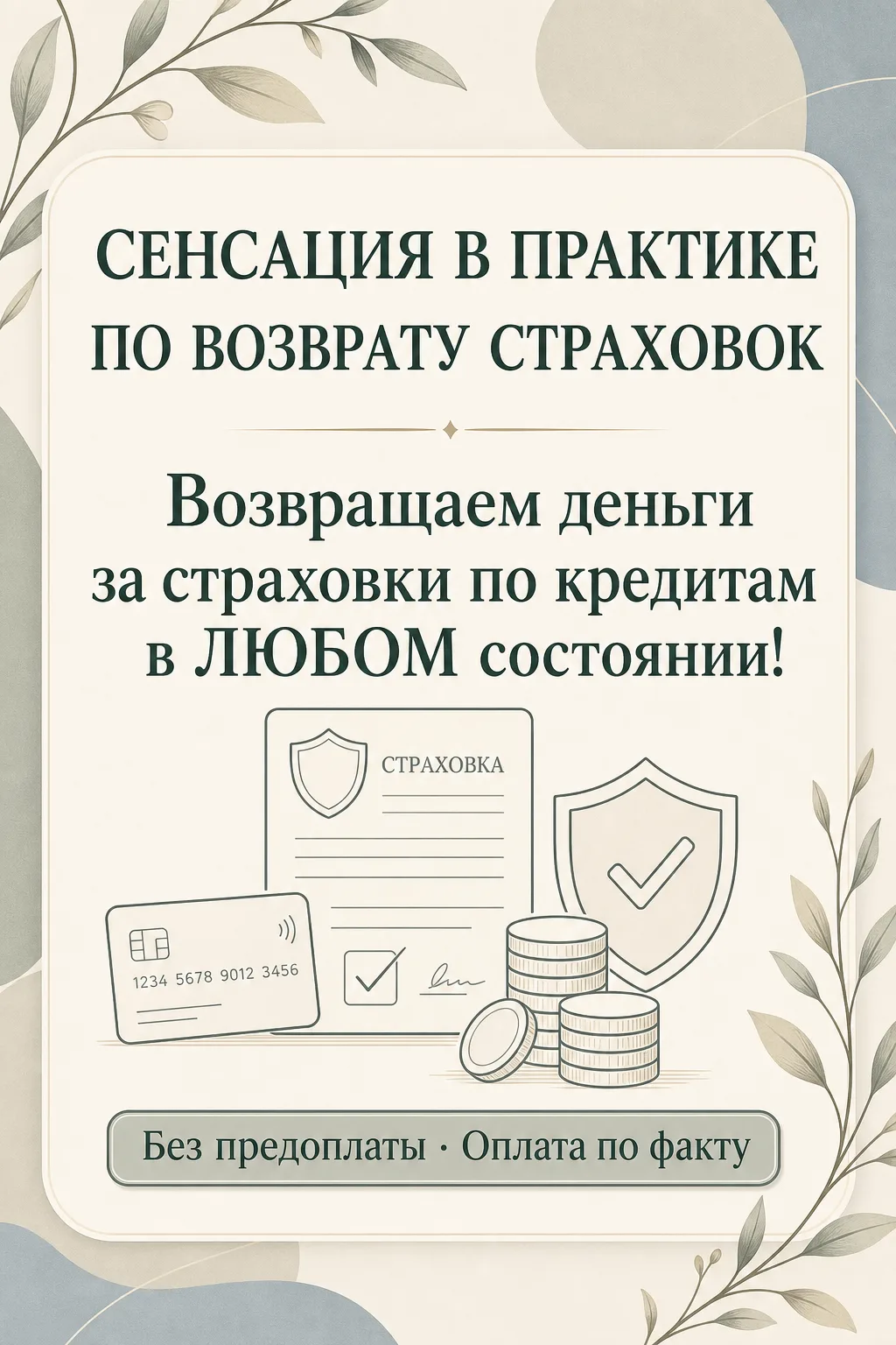 ⚡️ СЕНСАЦИЯ: Возвращаем страховки по кредитам в ЛЮБОМ состоянии!